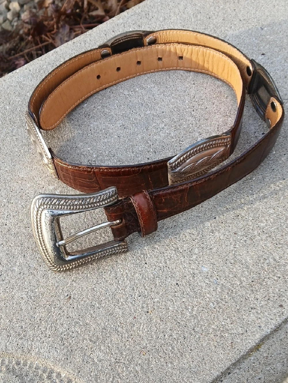 Fossil Leather Belt Womens Sz M Silver Buckle Brown Leather Sz M  28